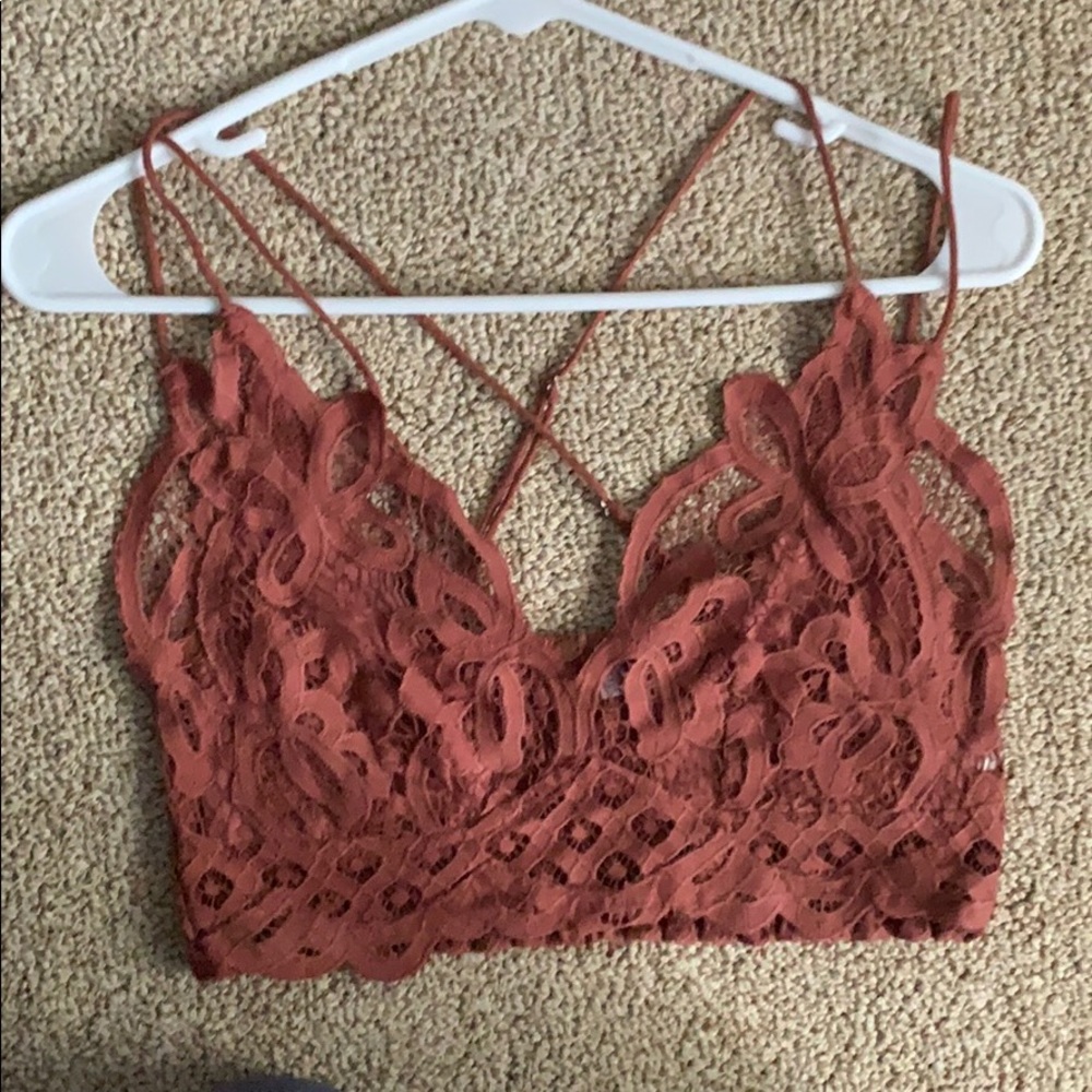 Copper colored lace bralette